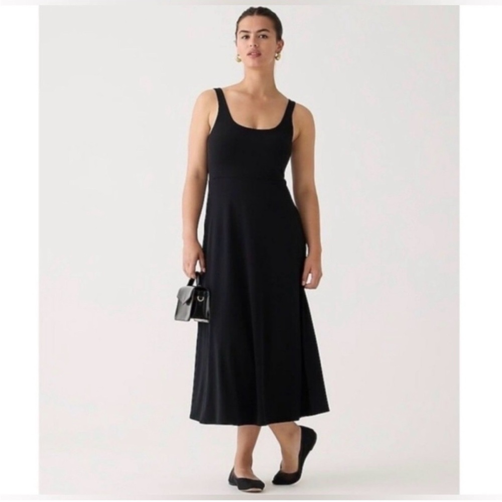 J. Crew Black ScoopNeck a-line MIDI Dress in matte jersey / med